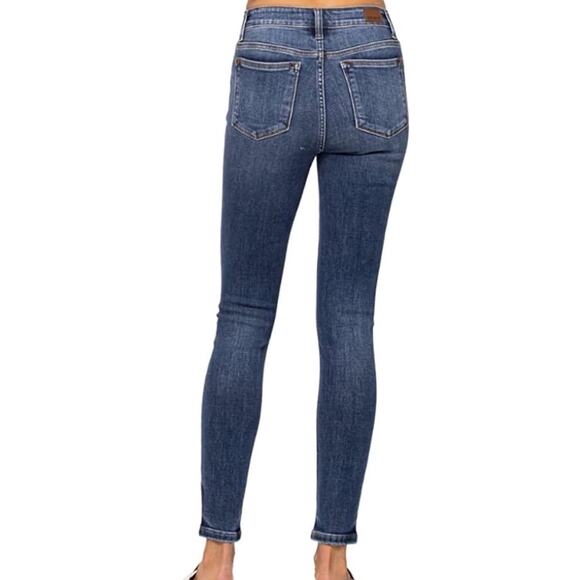 NEW JUDY BLUE LOS ANGELES SKINNY WOMENS JEANS DISTRESSED DARK WASH SIZE‎ 1/25 - Picture 2 of 6